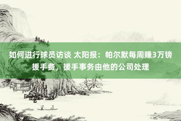 如何进行球员访谈 太阳报：帕尔默每周赚3万镑援手费，援手事务由他的公司处理