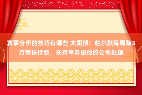 赛事分析的技巧有哪些 太阳报：帕尔默每周赚3万镑扶持费，扶持事务由他的公司处理