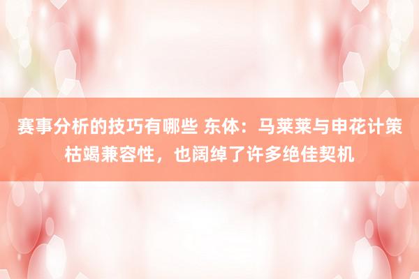 赛事分析的技巧有哪些 东体：马莱莱与申花计策枯竭兼容性，也阔绰了许多绝佳契机